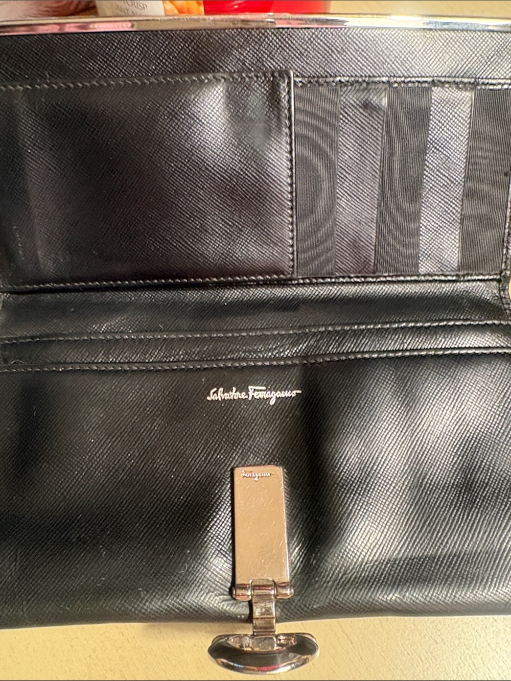 Salvatore Ferragamo Black Leather Women’s Wallet Clasp No Call Outs at all